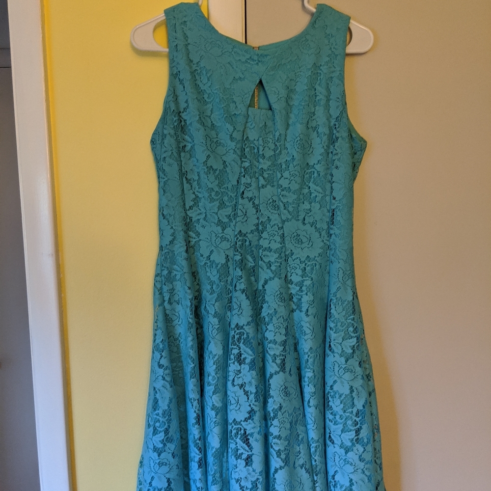 Light blue lacy dress with peekaboo cut out